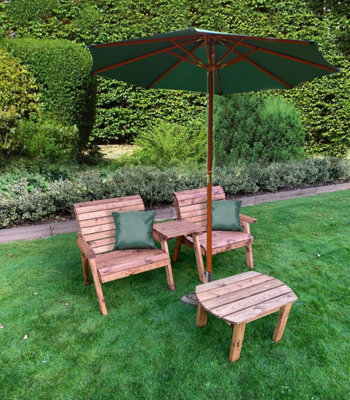 B&Q -  Charles Taylor Wooden Straight Twin Companion Grand 2 Seater Chair Table Green