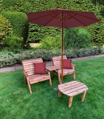 B&Q -  Charles Taylor Wooden Straight Twin Companion Grand 2 Seater Chair Table Red
