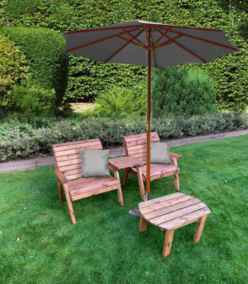 B&Q -  Charles Taylor Wooden Straight Twin Companion Grand 2 Seater Chair Table Grey