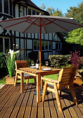 Charles Taylor Trading Charles Taylor 2 Seater Wooden Garden Bistro Dining Table & Chairs Grey from B&Q