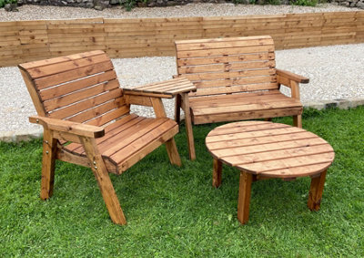 Charles Taylor Trading Angled Grand Chair & Bench With Round Coffee from B&Q