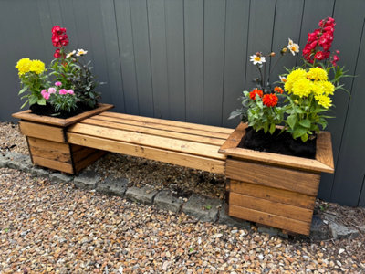 Charles Taylor Knights Double Planter Bench Flat Packed, Brown - Image 4