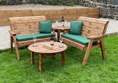 Charles Taylor Green Four Seater Balmoral Corner Set C/W Round Coffee - L190 X W178 X H98 Cm Size 10