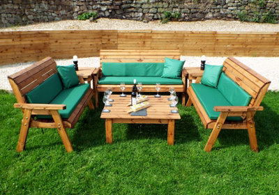 Charles Taylor Green Nine Seater Balmoral Deluxe Garden Furniture Set - L240 X W284 X H98 Cm Size 10