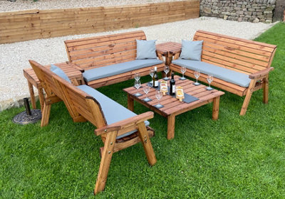Charles Taylor Grey Nine Seater Balmoral Deluxe Garden Furniture Set - L240 X W284 X H98 Cm Size 10 B&Q
