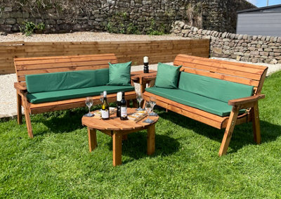 Charles Taylor Green Six Seater Balmoral Corner Garden Furniture Set With Round Coffee - L240 X W284 X H98 Cm Size 2 B&Q