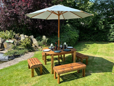 Charles Taylor Grey Knights Six Seater Garden Furniture Rectangular Set - L245 X W290 X H80 Cm Size 10 B&Q