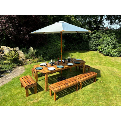 Charles Taylor Grey Knights Ten Seater Garden Furniture Table Set - L245 X W400 X H80 Cm Size 10 B&Q