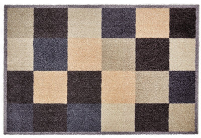 Recylon Blue Squares Heavy Duty Mat120Cm X 67Cm from B&Q