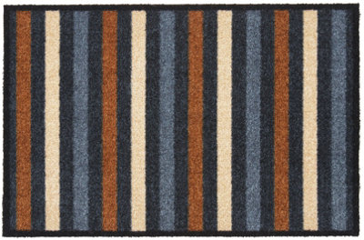 Recylon Grey & Brown Striped Rectangular Heavy Duty Mat120Cm X 67Cm from B&Q