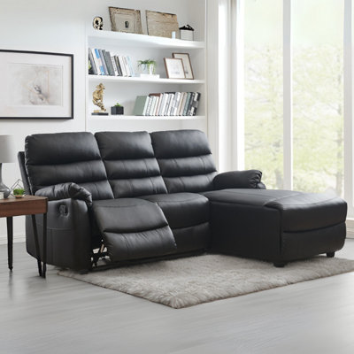Home Detail Carter 3 Seater Sofa With Right-Hand Facing Chaise And Left-Hand Facing ReclinerBlack Faux Leather from B&Q