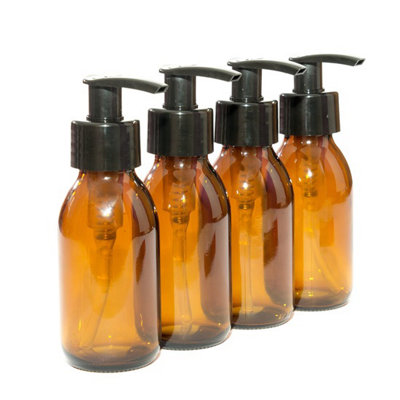Aura 100Ml Empty Amber Glass Bottles With Black PumpsPack Of 4  (Soap DispenserShampooBody Lotion) from B&Q
