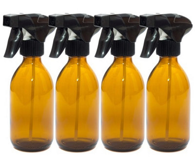 Aura 250Ml Empty Amber Glass Bottles With Black Trigger SpraysPack Of 4  (Spray BottlesCleaningGardening) from B&Q