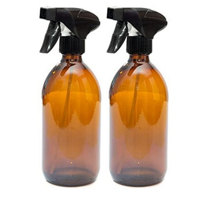 Aura 500Ml Empty Amber Glass Bottles With Black Trigger SpraysPack Of 2 (Spray BottlesCleaningGardening) from B&Q