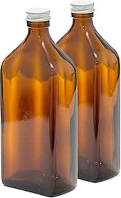Aura 500Ml Empty Rectangular Amber Glass Bottles With Silver LidsPack Of 2  (Soap DispenserShampooBody Lotion) from B&Q