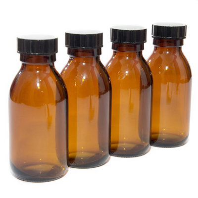 Aura 100Ml Empty Amber Glass Bottles With Black LidsPack Of 4  (Soap DispenserShampooBody Lotion) from B&Q