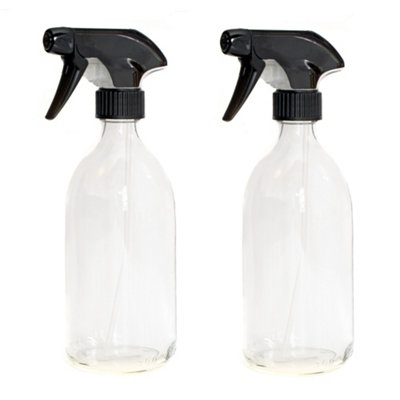 Aura 500Ml Empty Clear Glass Bottles With Black Trigger SpraysPack Of 2 (Spray BottlesCleaningGardening) from B&Q