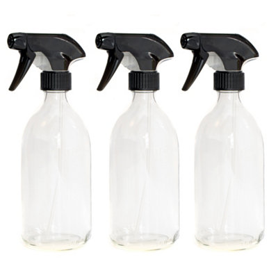 Aura 500Ml Empty Clear Glass Bottles With Black Trigger SpraysPack Of 3 (Spray BottlesCleaningGardening) from B&Q