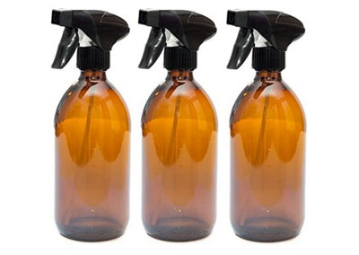 Aura 500Ml Empty Amber Glass Bottles With Black Trigger SpraysPack Of 3 (Spray BottlesCleaningGardening) from B&Q