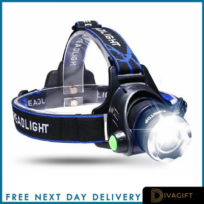 The Packaging Bubble General Packaging Zoom Headlamp Head Torch 9000 Lm Rechargeable T6 Led Headlight Flashlights Fish from B&Q