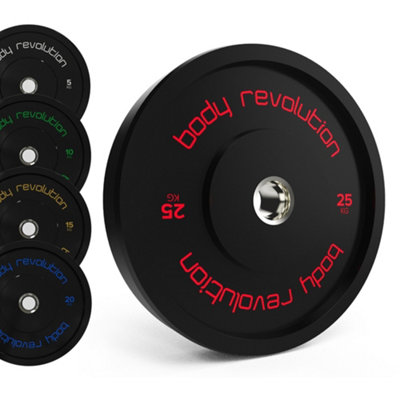 B&Q -  Black Olympic Bumper Plates 60Kg Set (2X5Kg + 2X10Kg + 2X15Kg)
