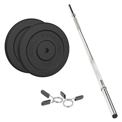 Body Revolution 1.2M 1" Barbell And Cast Iron Weight Plate SetsBar + 0.5Kg + 1.25Kg + 2.5Kg Pairs (8.5Kg Set) from B&Q