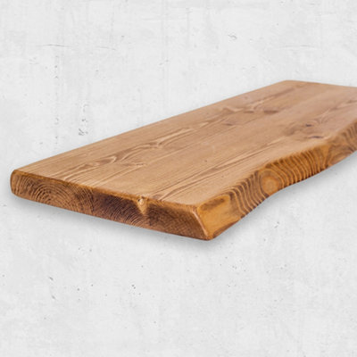 Chill House Ltd Live Edge Rustic Floating Shelf Solid WoodWayne Edge Chunky Old Slab DarkAntique Pine 150 Cm from B&Q