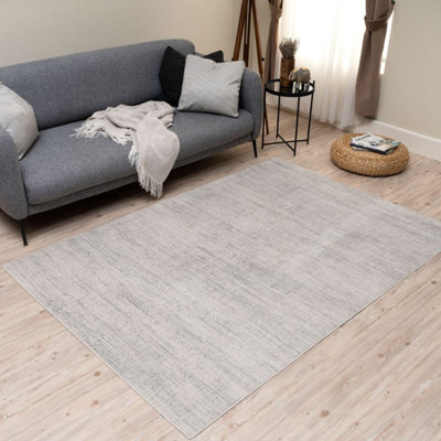 The Rugs Cream/Grey Area Rug Abstract Design In And Non-Shedding Short Pile Living Room Rugs 3800Cg
