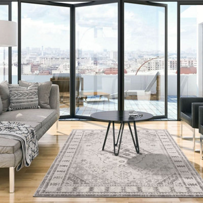 The Rugs Montana Grey Oriental Area Rug And Runner Soft Durable Pet Friendly Easy To Clean Living Room Bedroom 3920G from B&Q