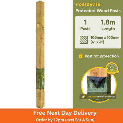 Postsaver 4 x 4 inch UC4 Treated Wooden Fence Post 6ft - Image 3