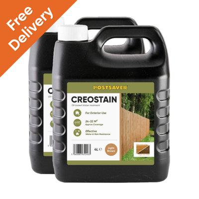 Postsaver 8L Creostain Fence Stain & Shed Paint (Light Brown)Creosote / Creocote SubstituteOil Based Wood Treatment (Free Delivery) from B&Q