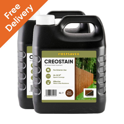 Postsaver 8L Creostain Fence Stain & Shed Paint (Dark Brown)Creosote / Creocote SubstituteOil Based Wood Treatment (Free Delivery) from B&Q
