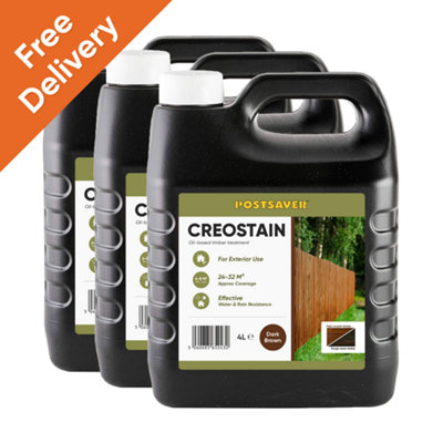 Postsaver 12L Creostain Fence Stain & Shed Paint (Dark Brown)Creosote / Creocote SubstituteOil Based Wood Treatment (Free Delivery) from B&Q
