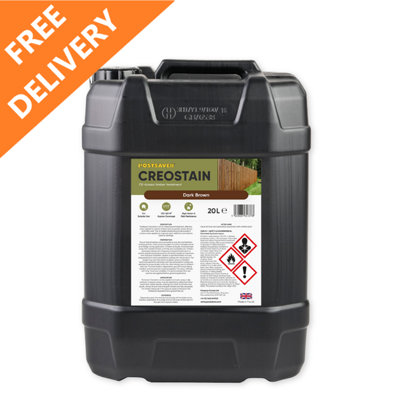 Postsaver 20L Creostain Fence Stain & Shed Paint (Dark Brown)Creosote / Creocote SubstituteOil Based Wood Treatment (Free Delivery) from B&Q