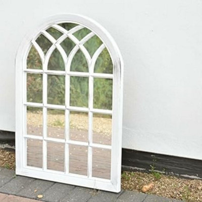 Deenz White Rustic Soho Window Style Mirror Elegant Vintage Hallway Mirror 50.5X71X2.5Cm from B&Q
