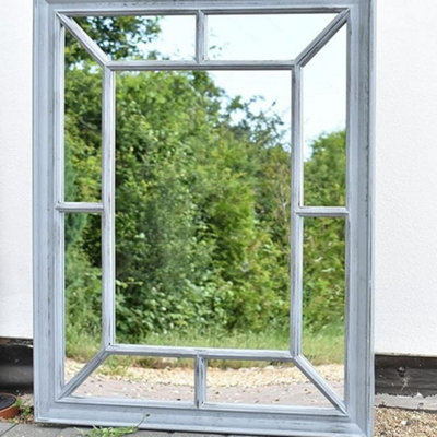 Deenz Antique Grey Window Mirror Stylish Decor Wall Hallway Rustic 60X76Cm from B&Q