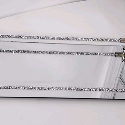 Deenz Diamond Crushed Rod Mirrored Crystal Candle Tray Metal Corner 39X18Cm Rectangle Candle Holder Elegant Addition Home Décor from B&Q