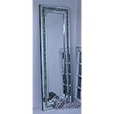 Deenz New Diamond Crush Crystal Large Sparkly Silver Wall Mirror 120X40Cm Living Room The World's Largest Mirror Collection from B&Q