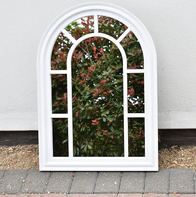 DEENZ White Window Style Arched Wall Mirror 70X50Cm from B&Q