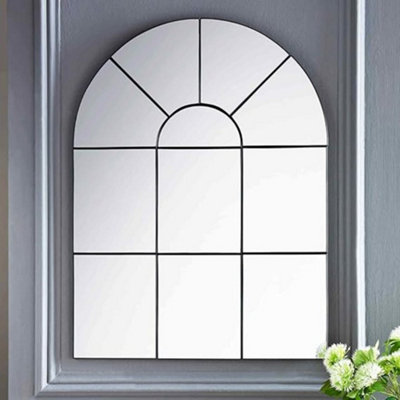 Deenz Enchanted Black Arched Window Mirror Large Black Window Style Wall Mirror 80X60 from B&Q