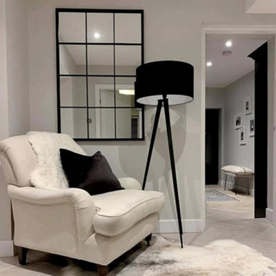 Deenz Rectangle Shape Arch Window Mirror Durable Metal Frame Wall Mounted Indoor Outdoor Mirror Home 90X60CmColor Black from B&Q