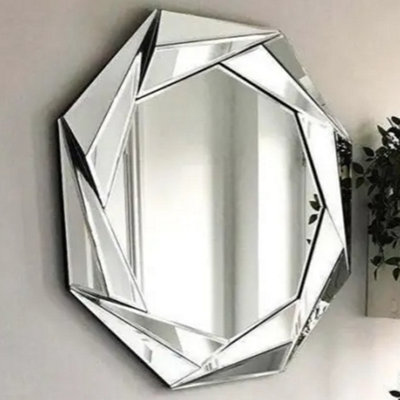 DEENZ Round Silver Octagonal Wall Mirror Wall Hanging Ornament Home Decor from B&Q