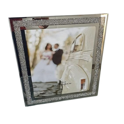 DEENZ Crushed Crystal Photo Frame Jewel Mirror Silver Diamante Picture Frame 10X12 Inch from B&Q