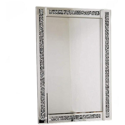 B&Q -  Crushed Jewel Wall Mirror Loose Diamante Home Decor Mirror Gift Small 60X40Cm