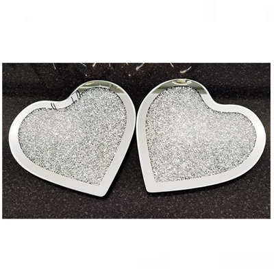 DEENZ Set Of 2 Mirror Full Crushed Jewel Heart Shaped Placemats from B&Q