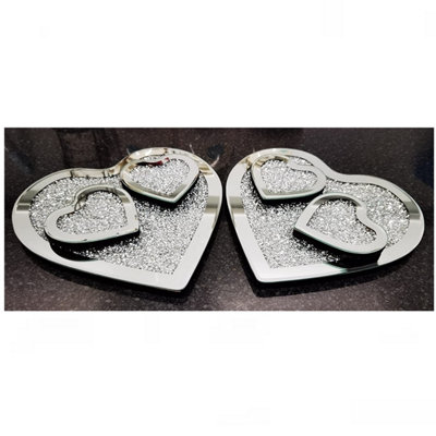 DEENZ Set Of 6 Heart Shaped Placemats Full Crushed Jewel Mirror from B&Q