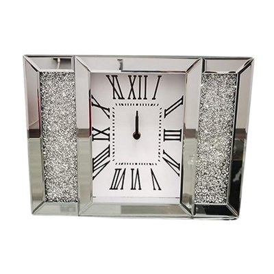 DEENZ Wall Clock Roman Numbers Diamante Mirror from B&Q