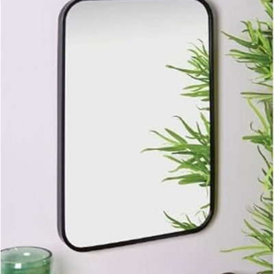 Deenz Full Length Camden Black Curved Metal Wall Mirror Aluminium Frame Home Décor Bedroom Living Room (40X60Cm) from B&Q