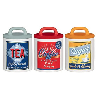 DEENZ Set 0F 3 Classic 50's Style Jar Retro Tea Coffee Sugar Canister from B&Q