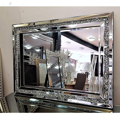 DEENZ Crushed Diamond Crystal Glass Wall Mirror 60X80Cm from B&Q